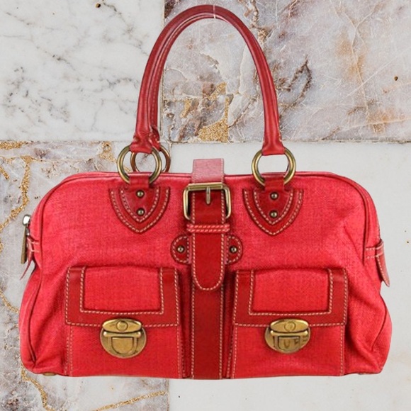 MARC JACOBS Red Coated Canvas Venetia Satchel Bag - Picture 2 of 14